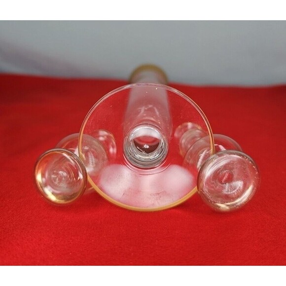 Crystal Bud Vase Set of 3 Gold 24K Trim Mini Footed Slender Flute - Picture 10 of 13